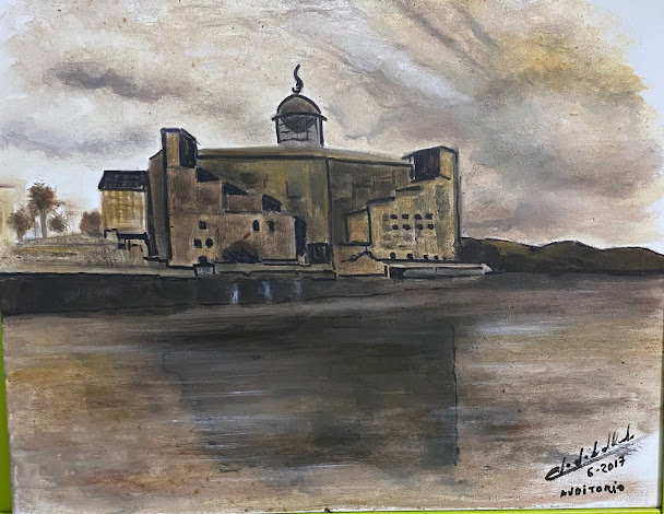 Reflejos del Auditorio, pintura con miel y pigmentos de Clodobaldo González Díaz